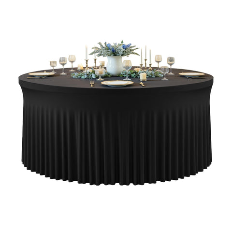 Hietaap black spandex round tablecloth 60-inch top cover for a clean wedding display