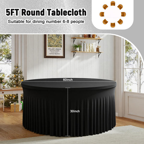Hietaap black spandex tablecloth skirt detail adds elegant drape to banquet tables