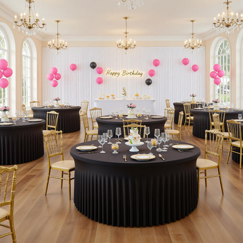 Hietaap easy-assembly round tablecloth for fast event setup
