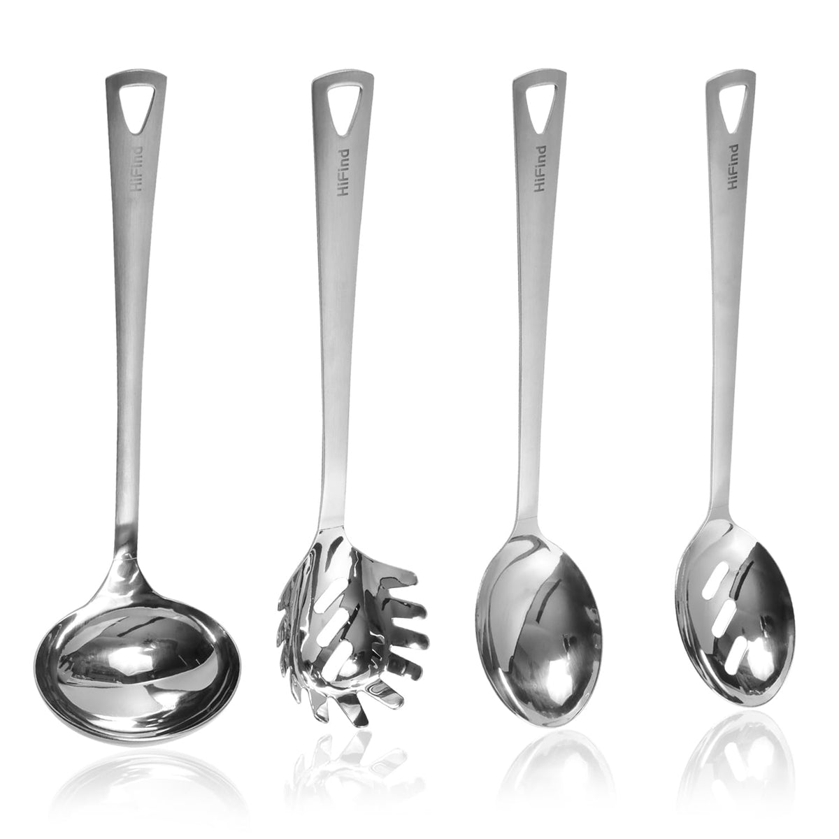 HIFIND 4PCS utensils set with slotted spoon for easy serving and draining.