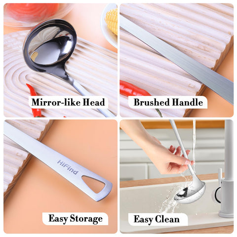 HIFIND 4PCS utensils set with solid serving spoon for versatile serving.