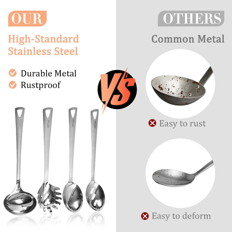 HIFIND 4PCS utensils set featuring a spaghetti fork for perfect pasta twirls.