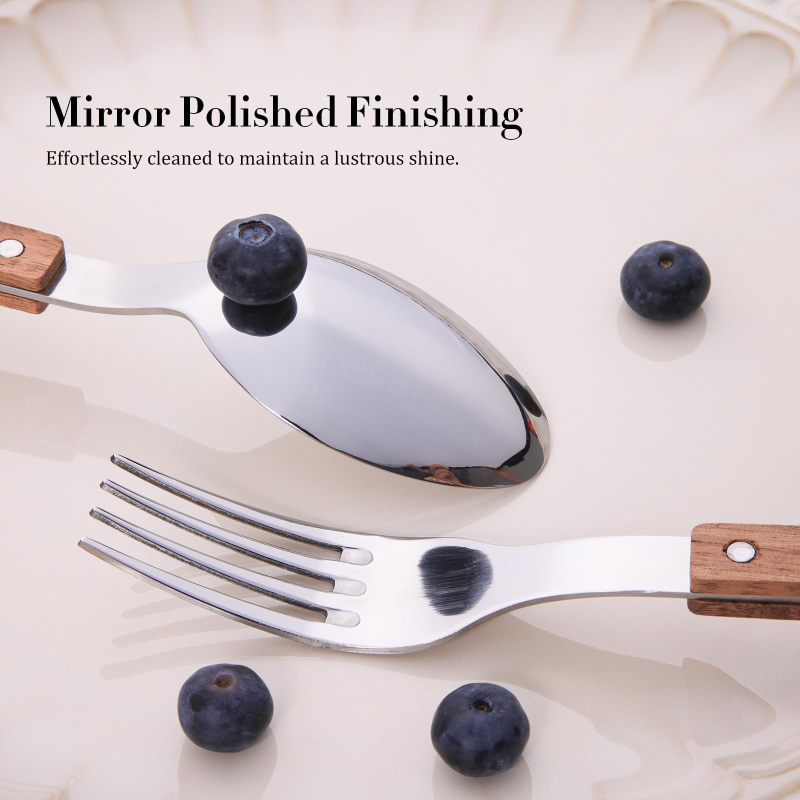 HIFIND mirror-polished stainless steel finish for a clean, reflective table setting.