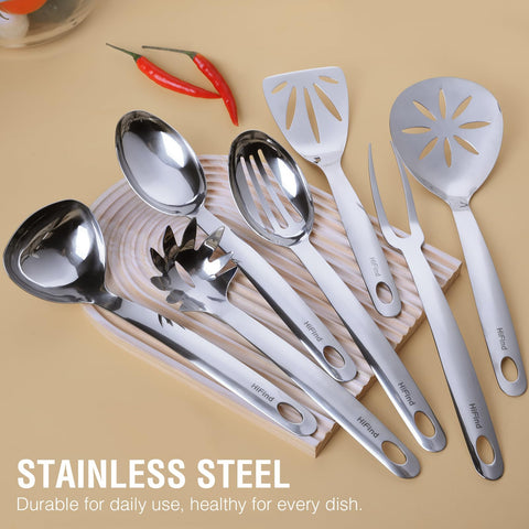 HIFIND solid serving spoon with ergonomic grip for sauces.