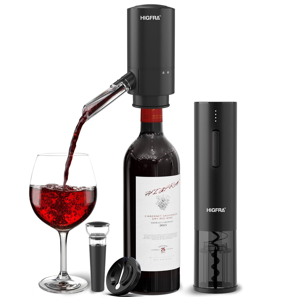 Higfra rechargeable wine opener removing cork quickly for effortless hosting