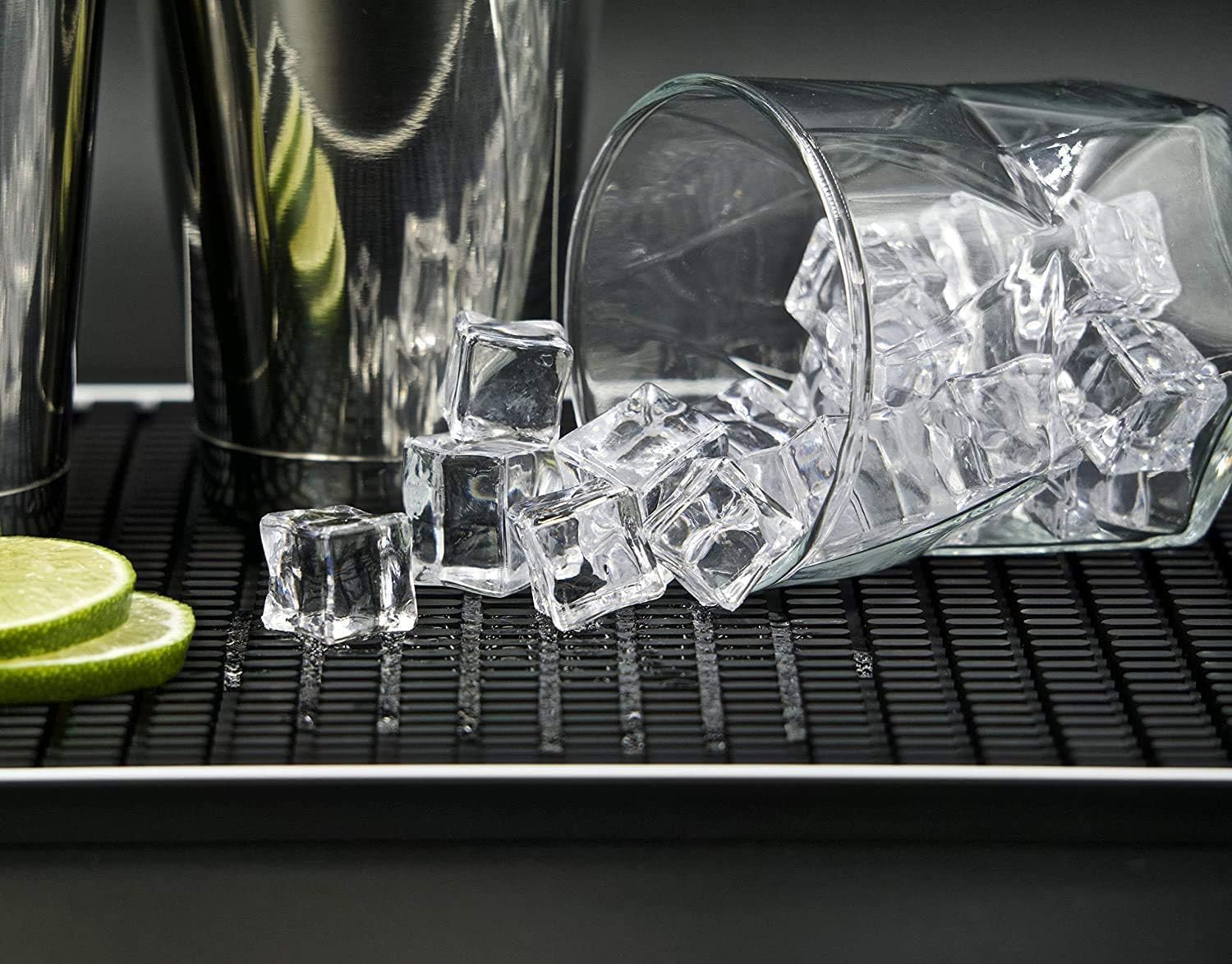 Highball and Chaser bar mat is dishwasher safe for quick cleanup