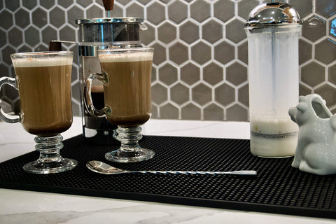Highball & Chaser bar mat with spill containment to keep counters clean.