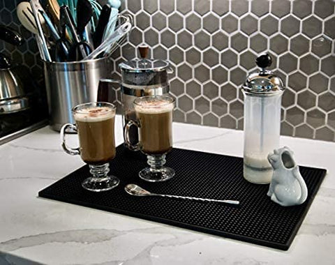 Highball & Chaser bar mat features a thick 0.5 inch rubber for durability.