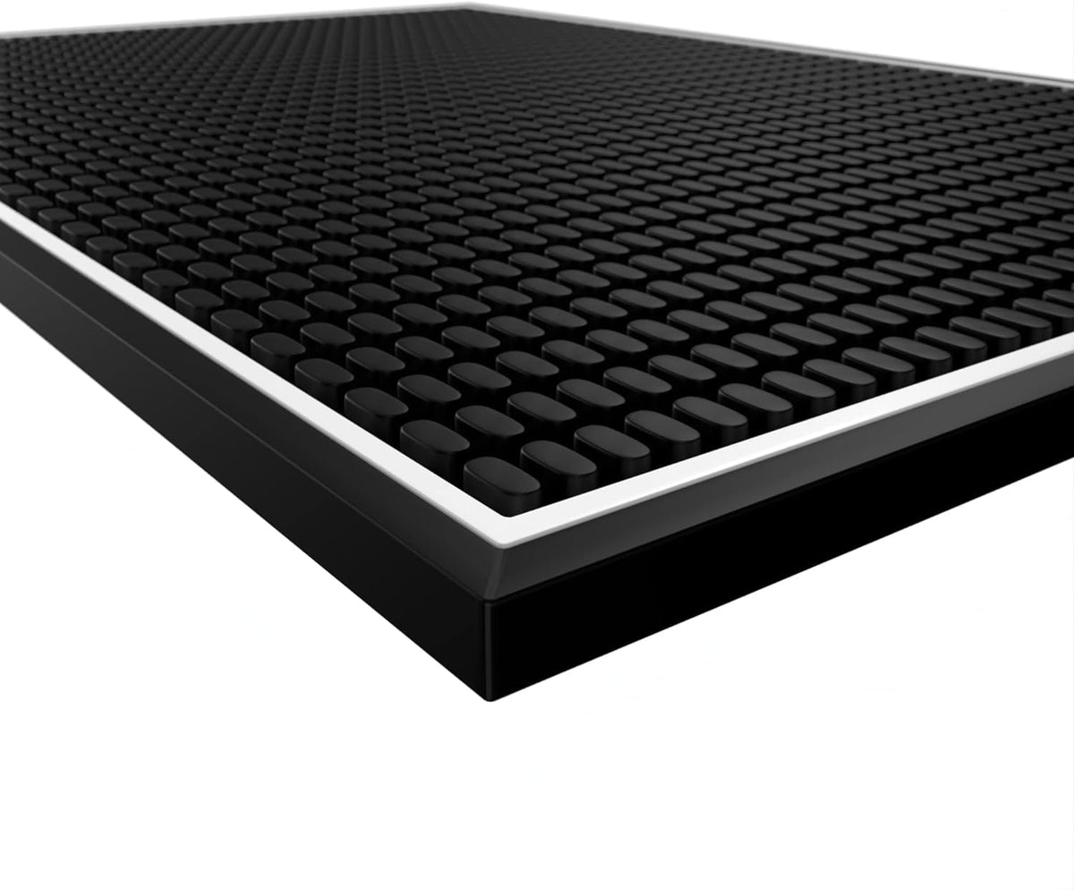 Highball and Chaser bar mat top view shows thick 0.5 inch design for stability