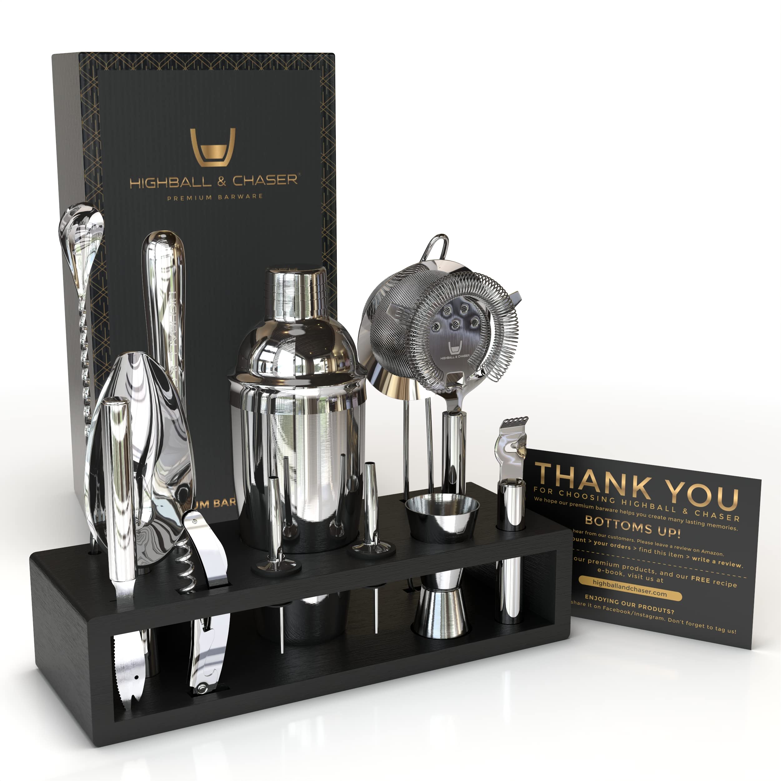 Highball & Chaser Cobbler Shaker Set for pro-style home cocktails