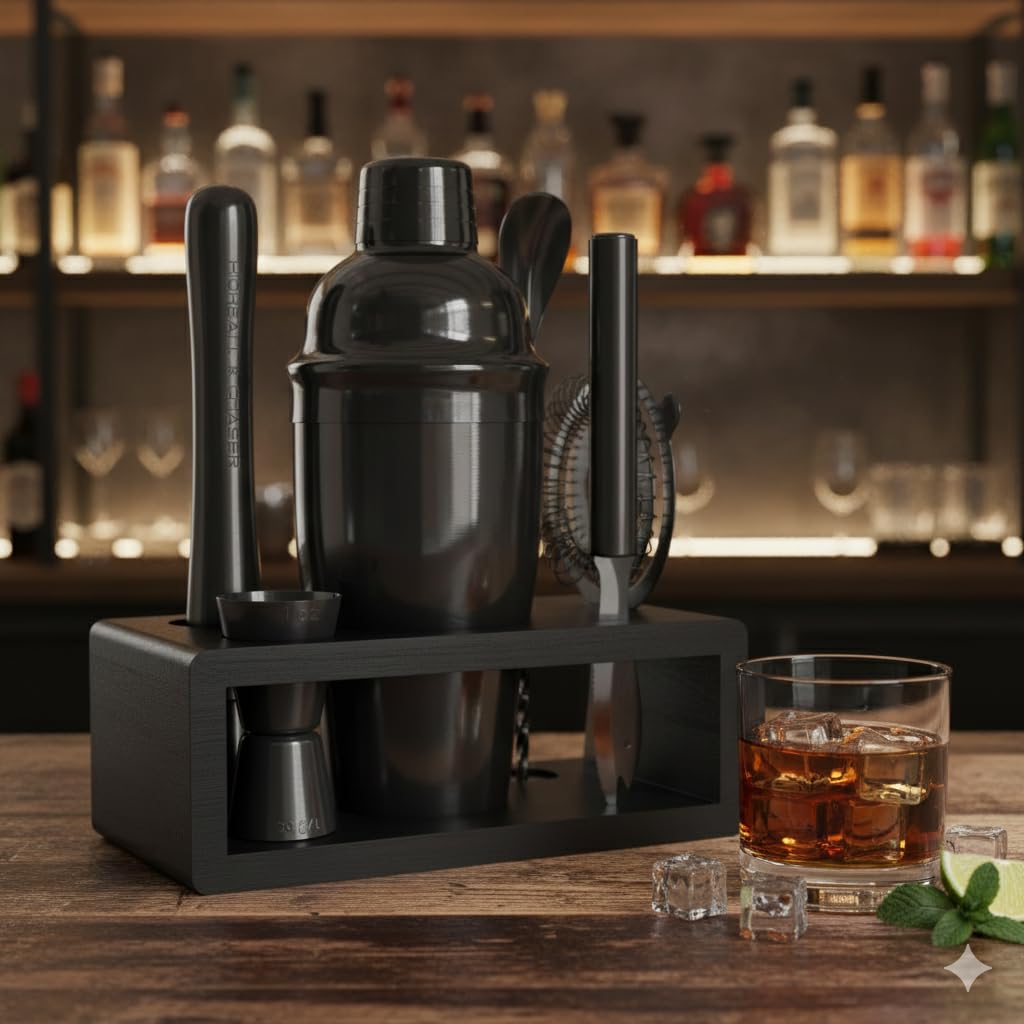 Highball & Chaser cobbler shaker for easy, leak-proof mixing.
