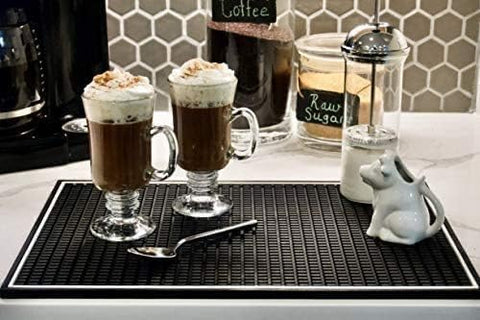 Highball and Chaser coffee station mat shows spill control at the espresso area