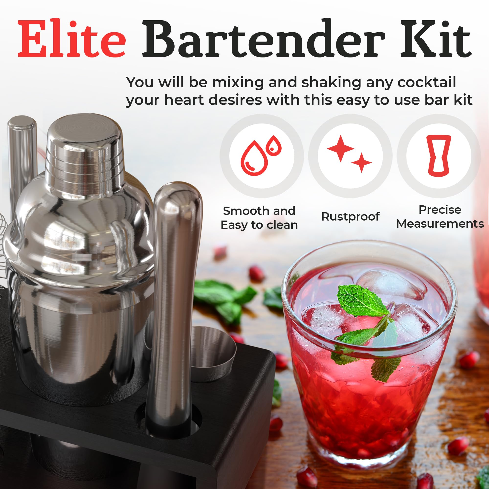 Dishwasher-safe stainless steel tools from Highball & Chaser for easy cleanup.
