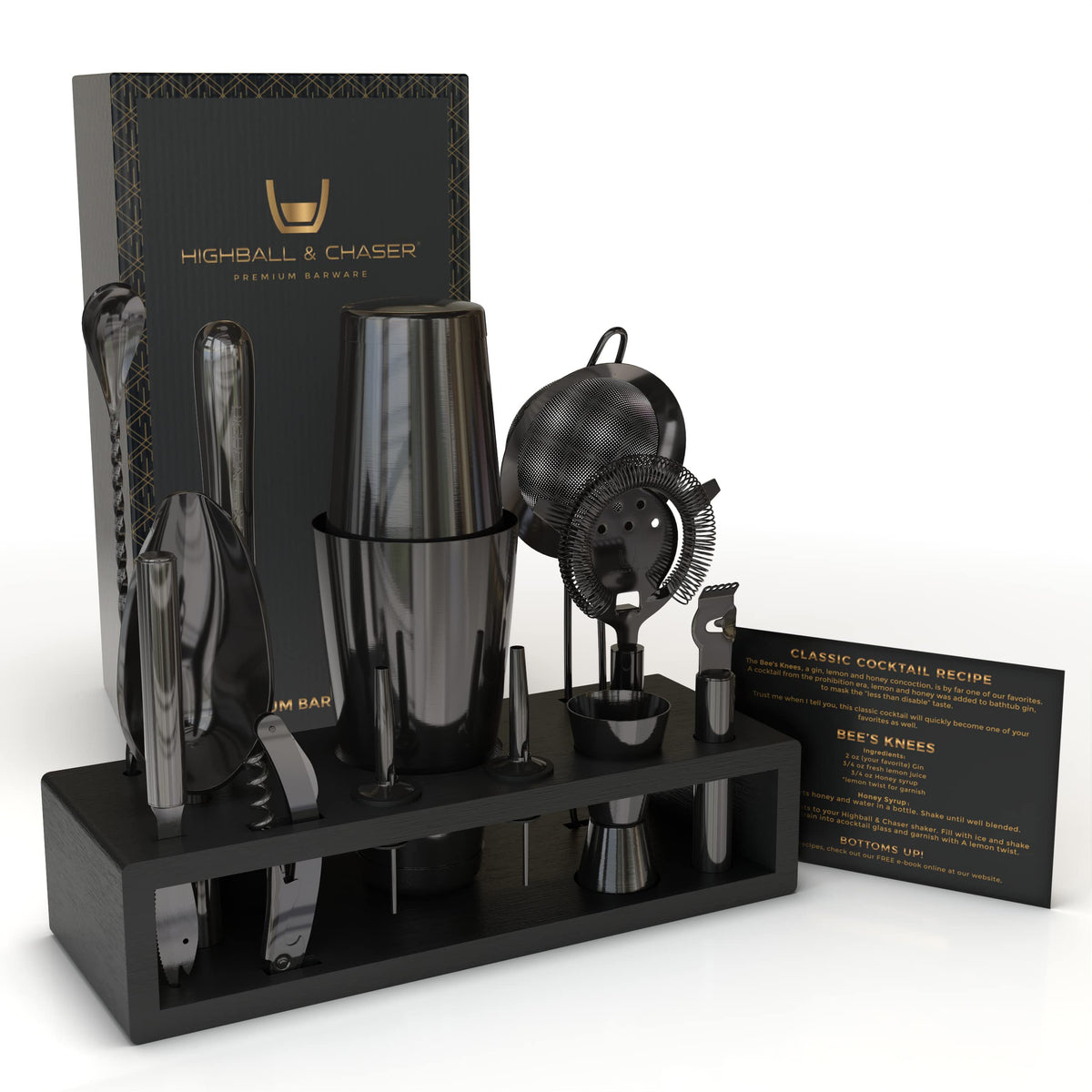 Highball & Chaser gunmetal Boston shaker set for stylish, durable home bartending