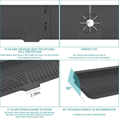 HighydroLED faucet mat with draining function promotes fast drying after use.