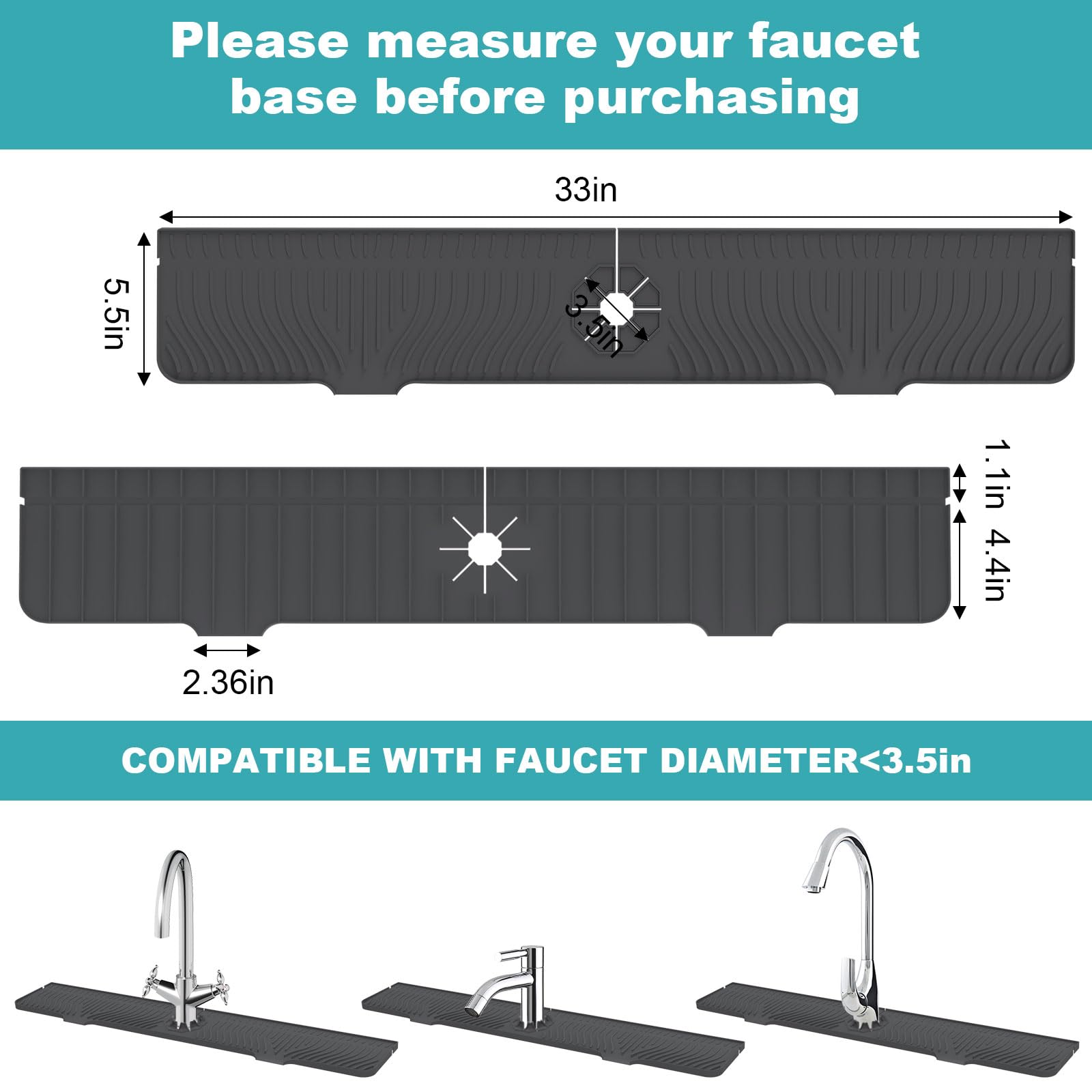 HighydroLED silicone splash guard behind faucet keeps countertops dry and clean.