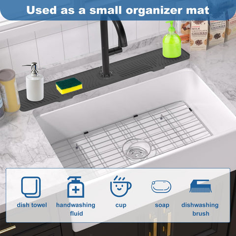 HighydroLED water catcher prevents puddles and supports organized kitchen accessories.