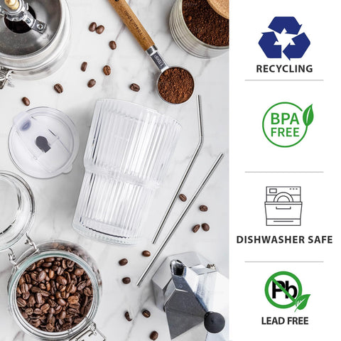 HIGIINC clear acrylic cups with lids, durable and reusable for daily use.