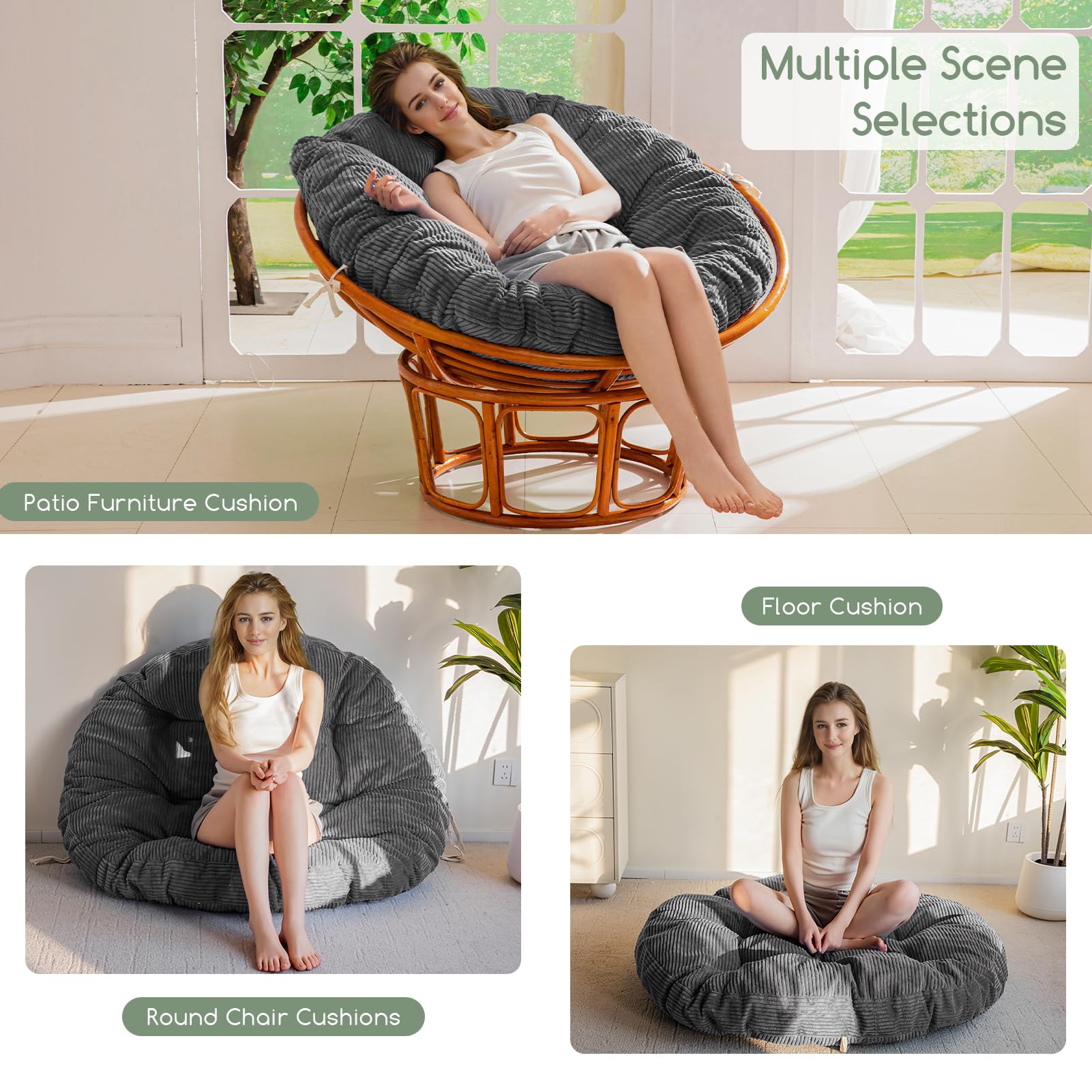 HIGOGOGO cushion offers overstuffed comfort for lounging and naps