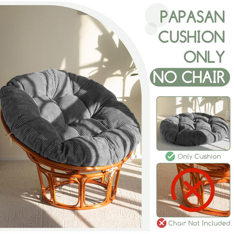 HIGOGOGO Papasan cushion measures 48x48 inches for versatile seating
