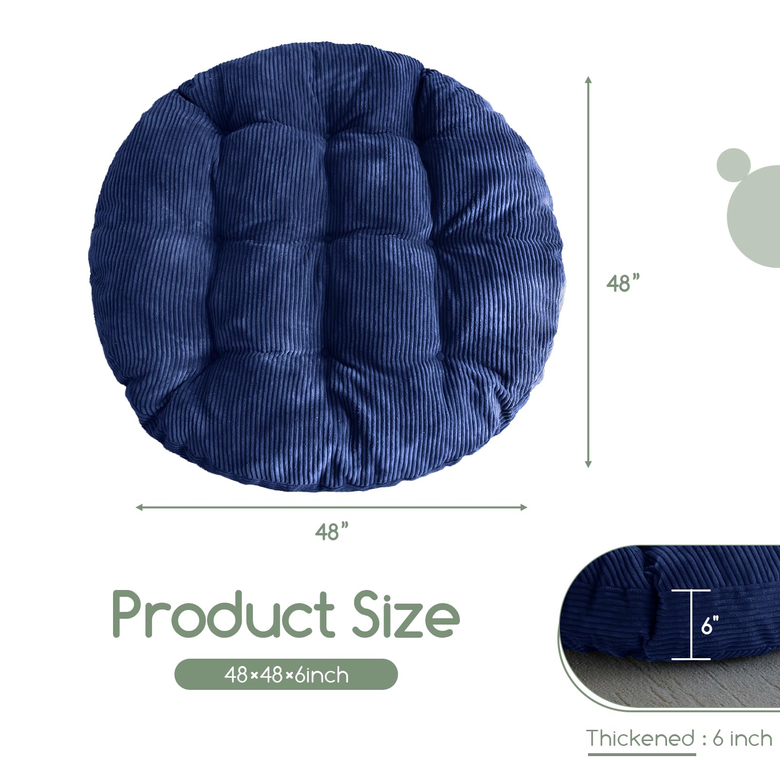 HIGOGOGO cushion with soft shredded-foam support for long, comfortable lounging