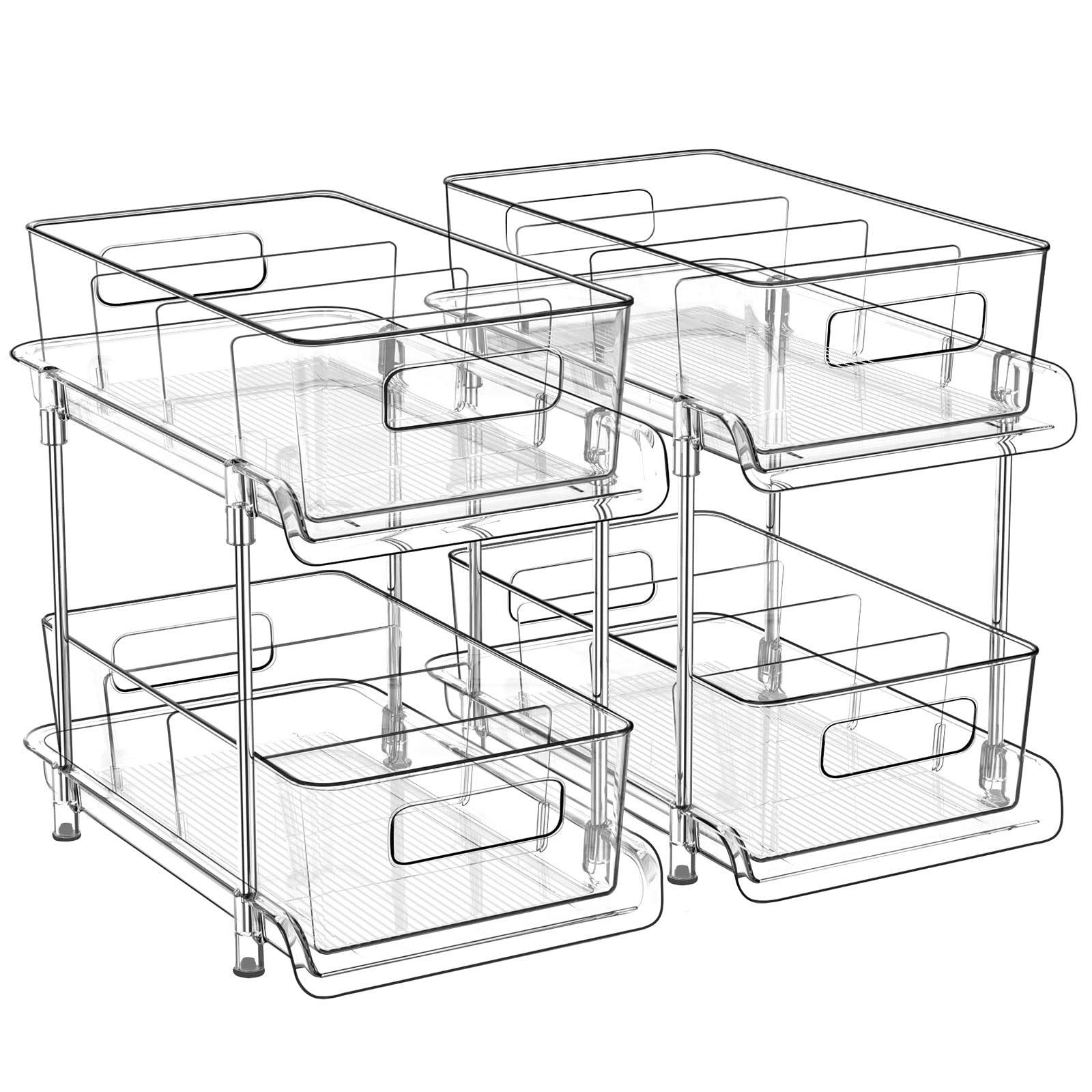 HIHEGD two-tier under-sink drawer organizer with clear sides for quick access.