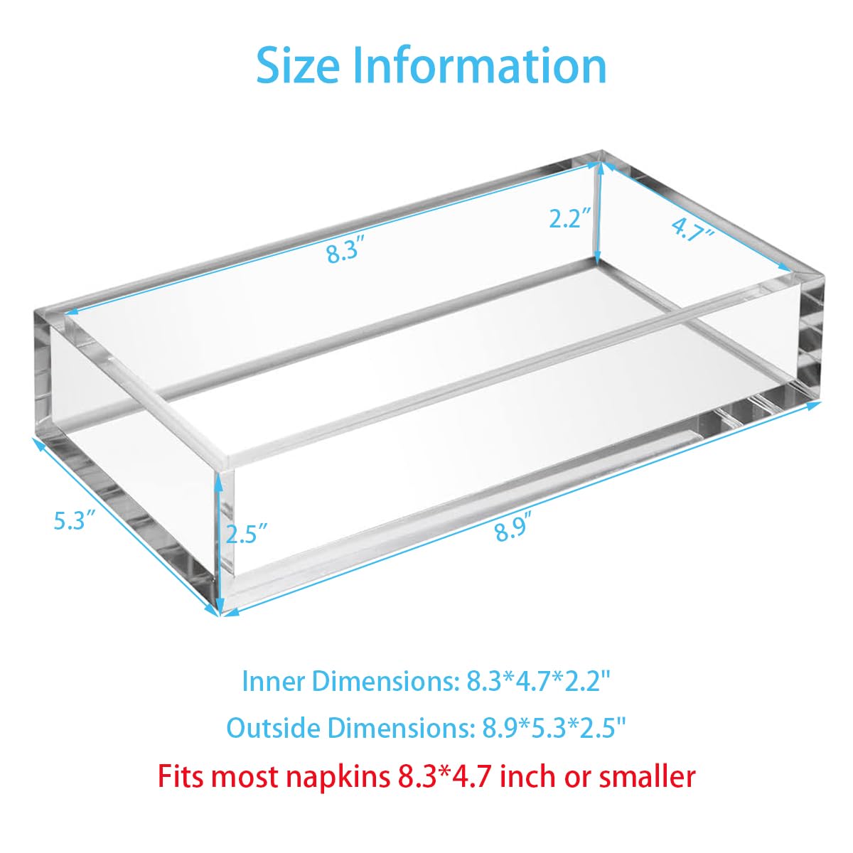 HIIMIEI crystal-clear guest towel holder on dining counter keeps napkins neatly in place.