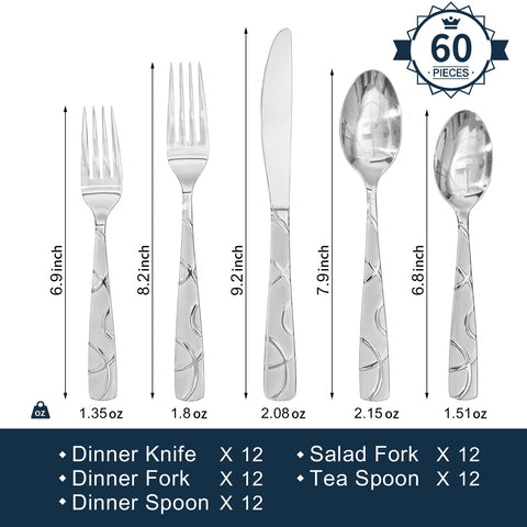 HIKAA 60pc spoon with mirror finish for comfortable scooping of meals.