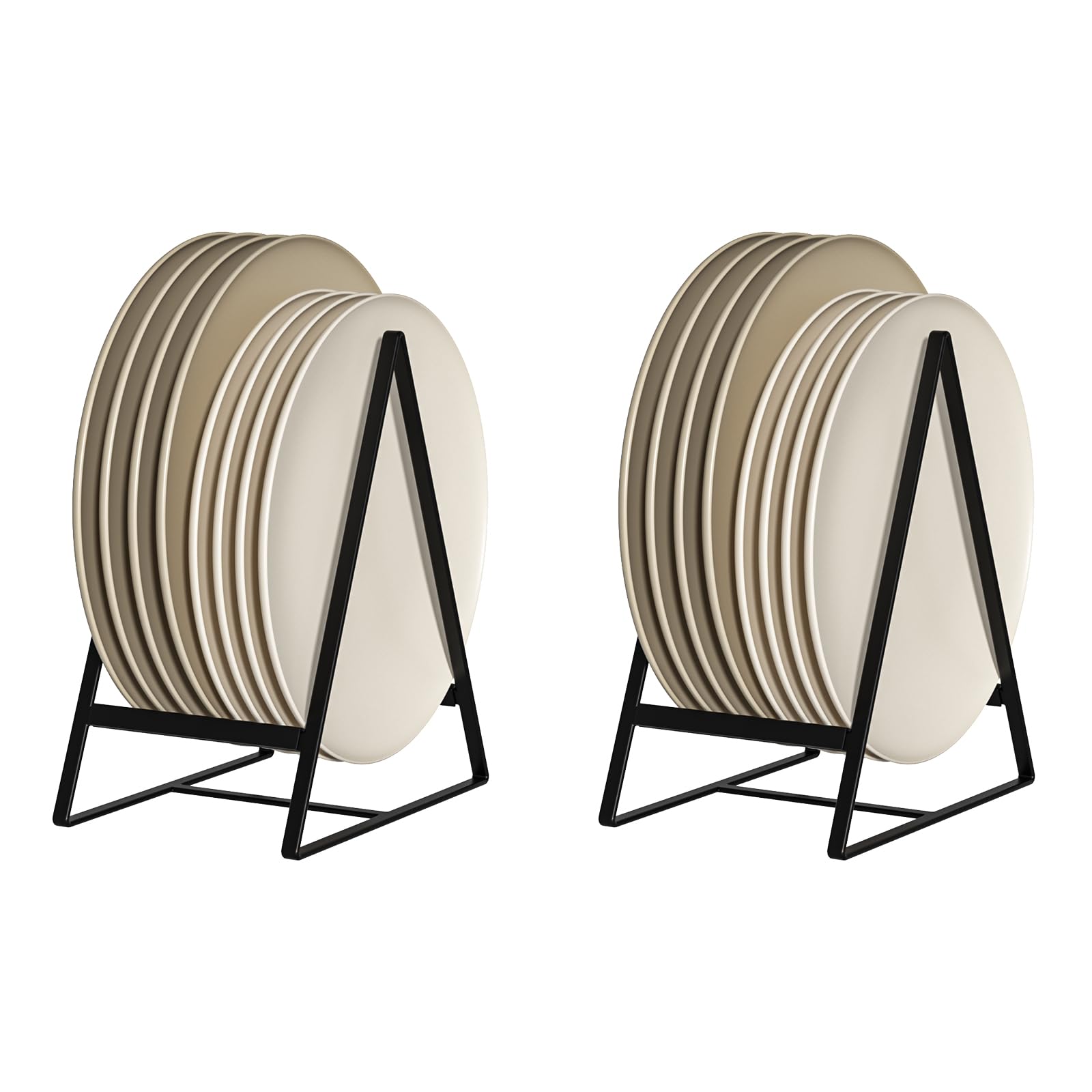 Hikinlichi triangle plate holder inside a cabinet keeps dishes organized and accessible.