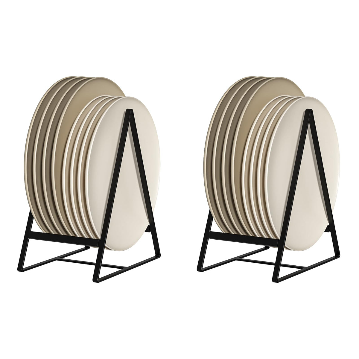 Hikinlichi triangle plate holder inside a cabinet keeps dishes organized and accessible.