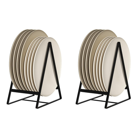 Hikinlichi triangle plate holder inside a cabinet keeps dishes organized and accessible.