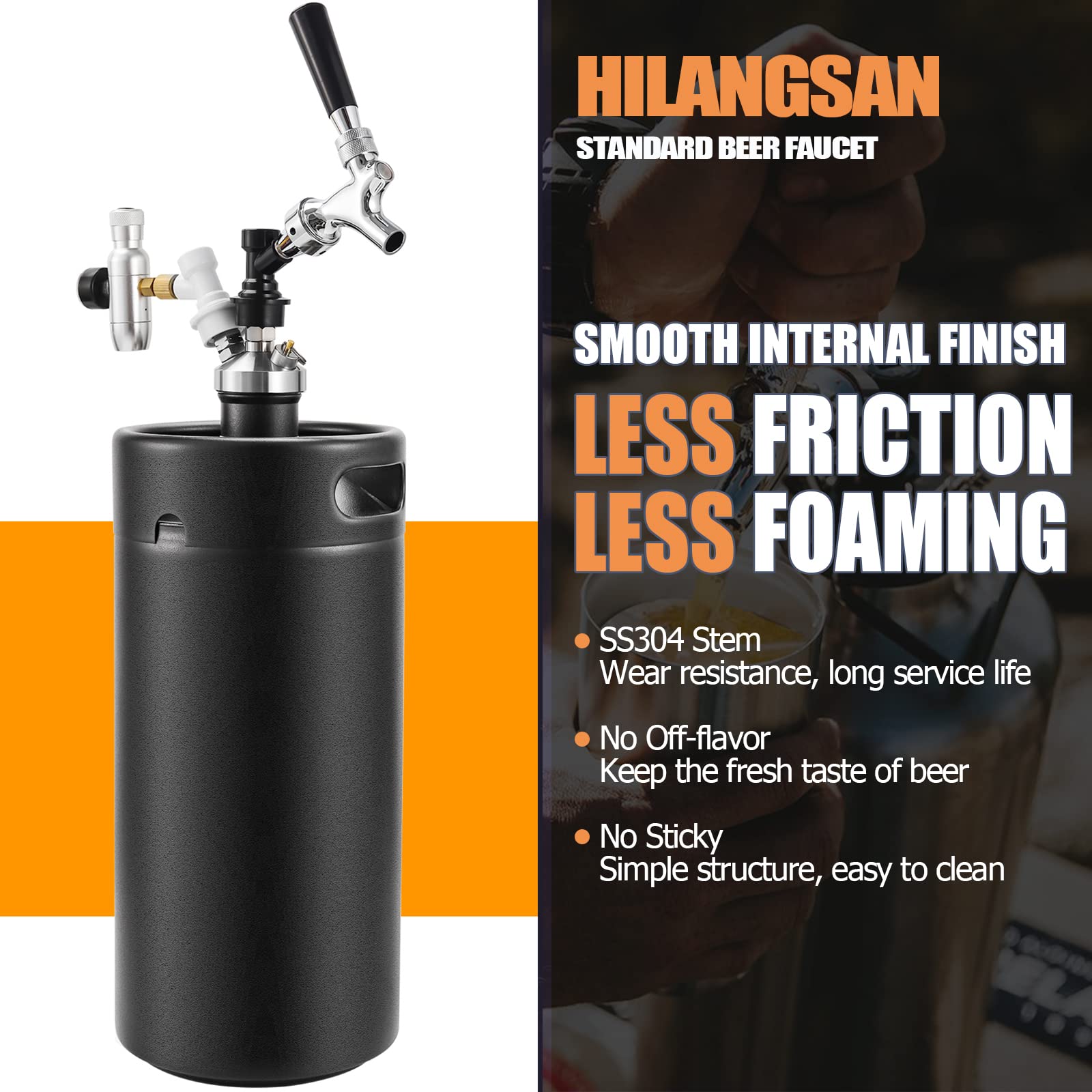 Hilangsan ball-lock faucet assembly enables quick, secure keg connections.