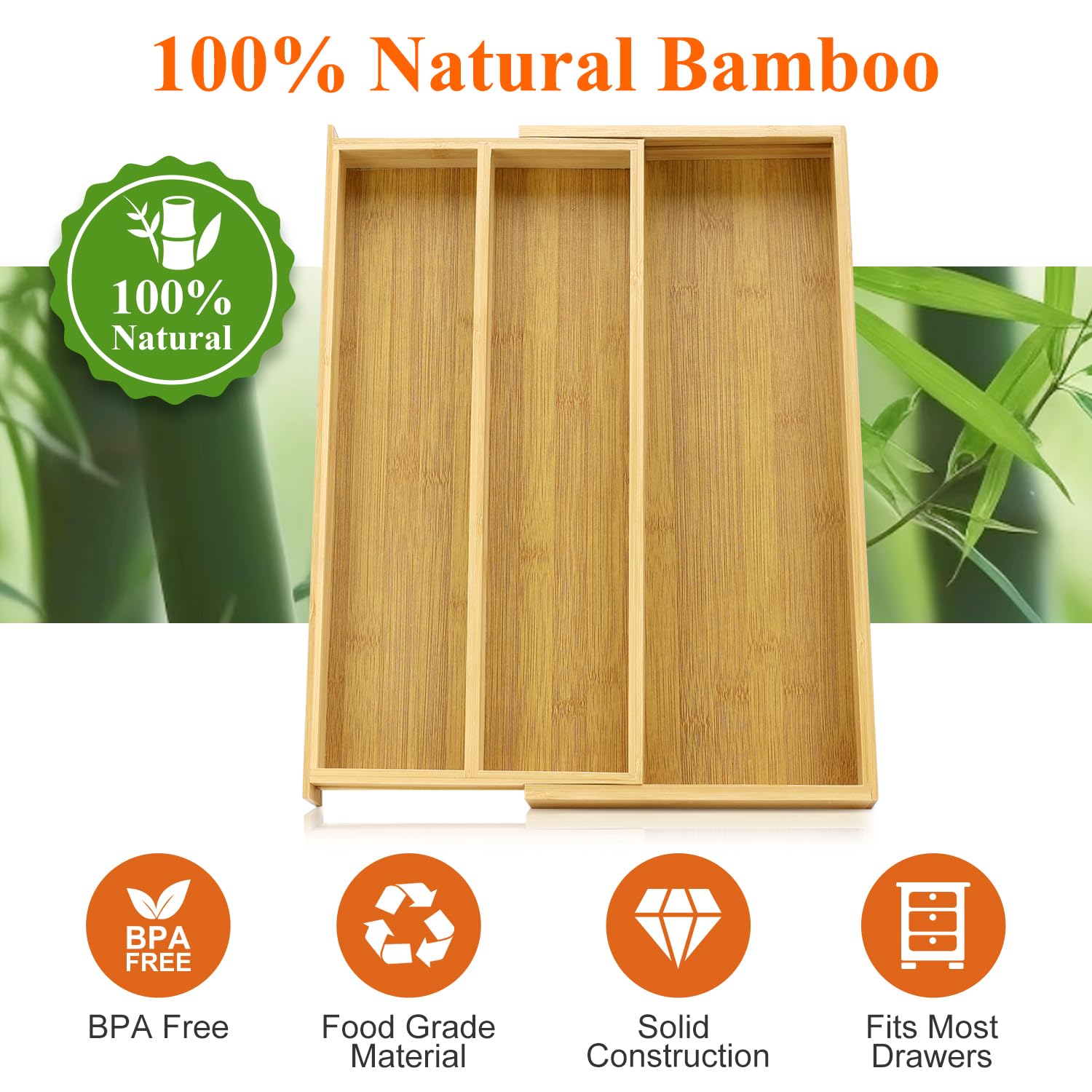 Hilislog drawer divider keeps utensils organized and drawer surfaces tidy.