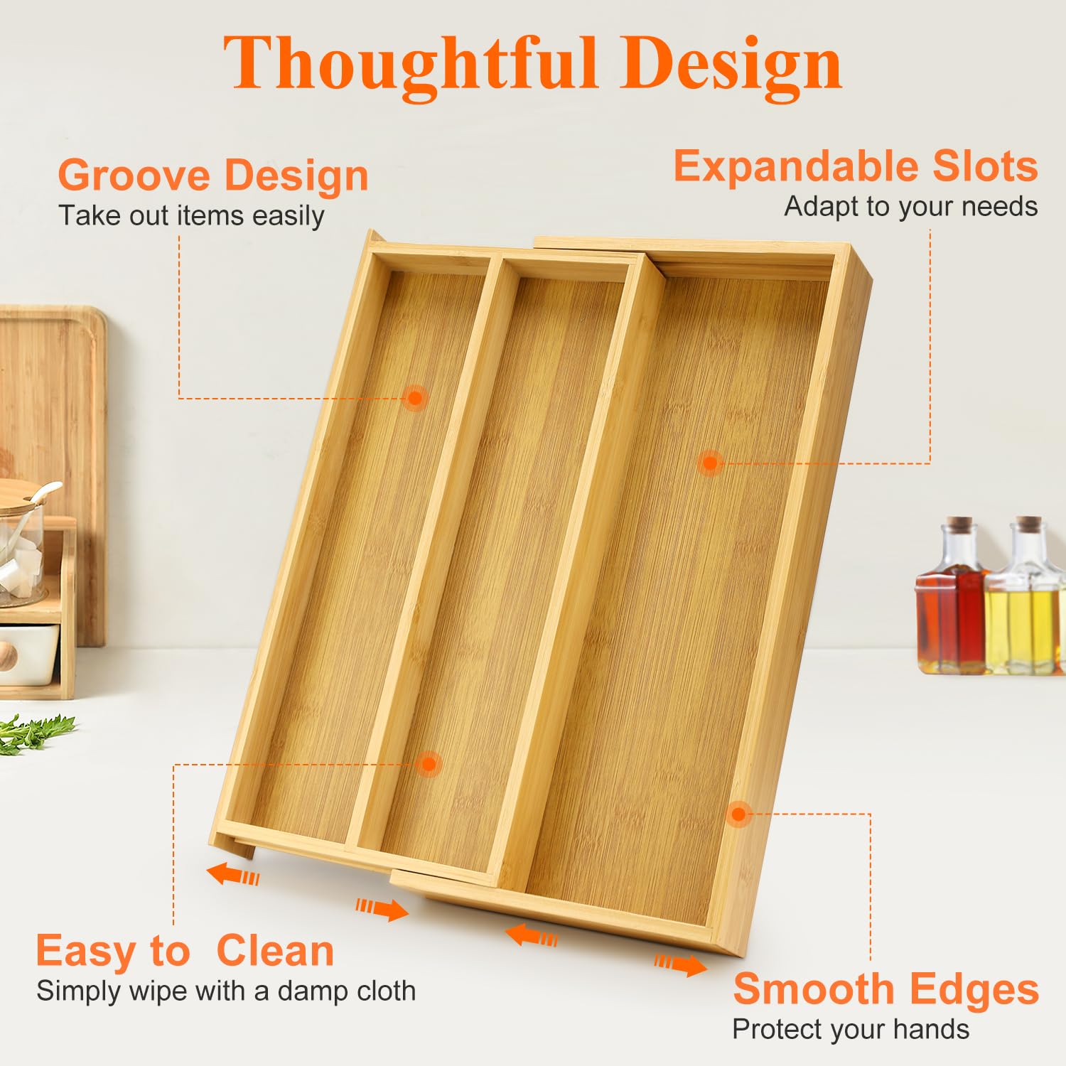 Hilislog two-size compartments help separate utensils quickly for cooking tasks.