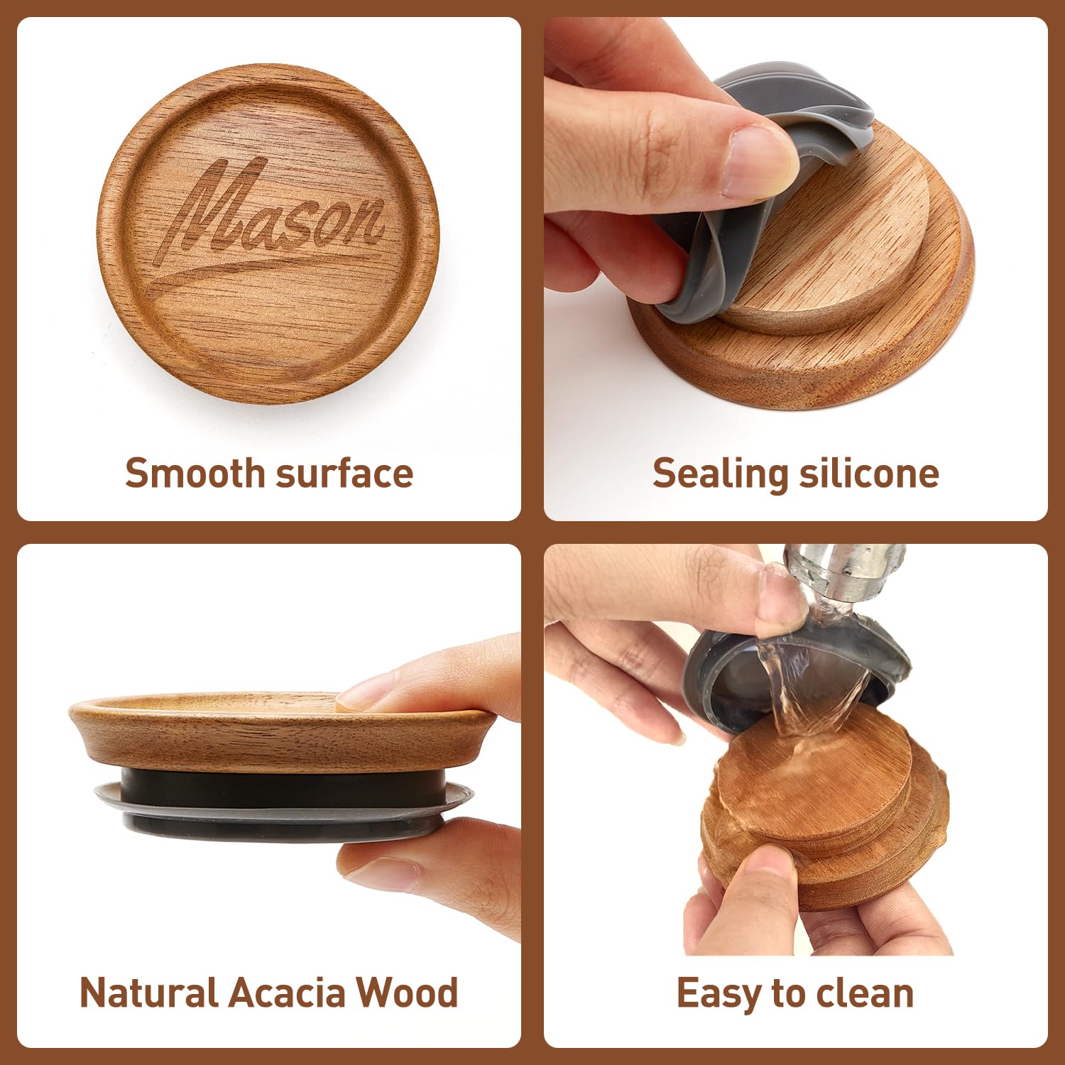 Hilislog wooden lids 12-pack offering reuse and matching style on jars.