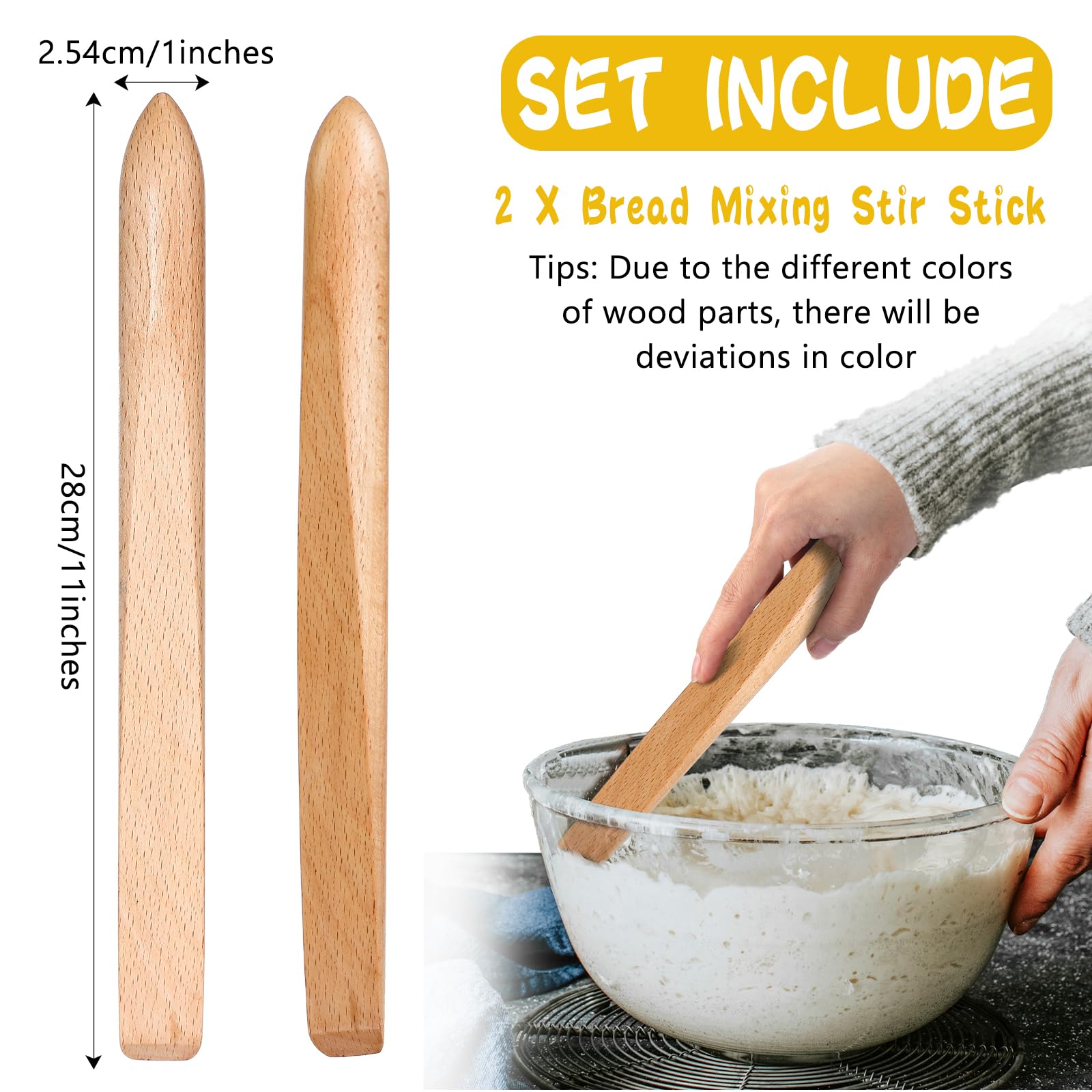 Hillban sourdough stir stick spurtle offers a smooth surface and durability.