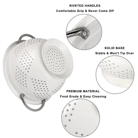 Hillbond 5qt colander base stability for large batches.