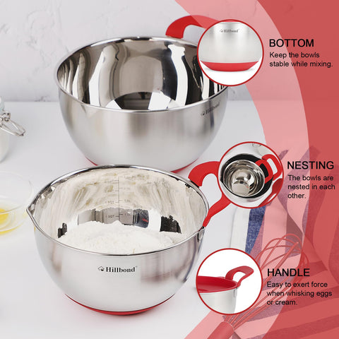 Hillbond 3 qt nesting mixing bowls save space in compact kitchens.