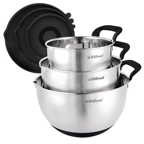 Hillbond stainless steel mixing bowls with lids for organized, versatile prep
