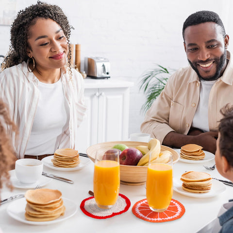 Hillsuren orange crochet coaster enhances color and guards tabletops