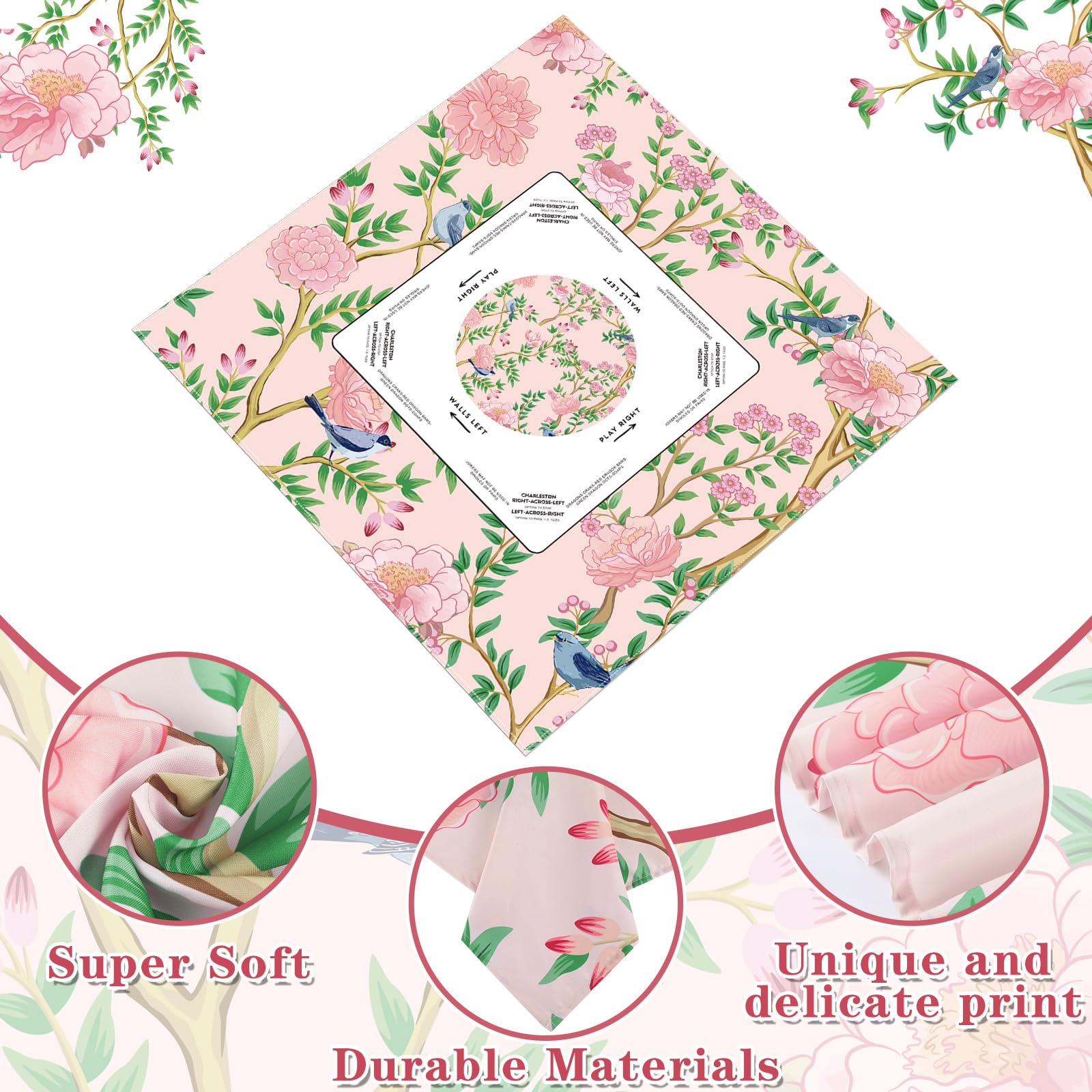 Hillsuren tablecloth center design 29x29 inches defines play area.