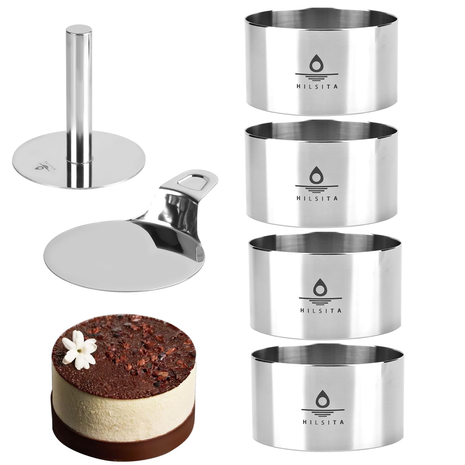 Hilsita cake ring set assembly demonstrates easy setup for precise layer building.