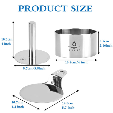 Hilsita 4-inch cake rings closeup highlights sturdy stainless steel construction.