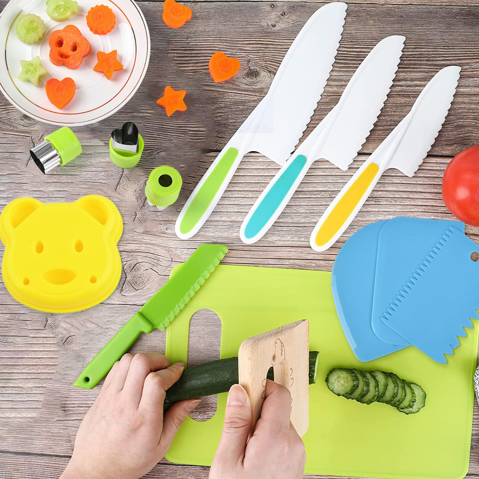 Hilsoeet kids knives cutting board ready for safe meal prep
