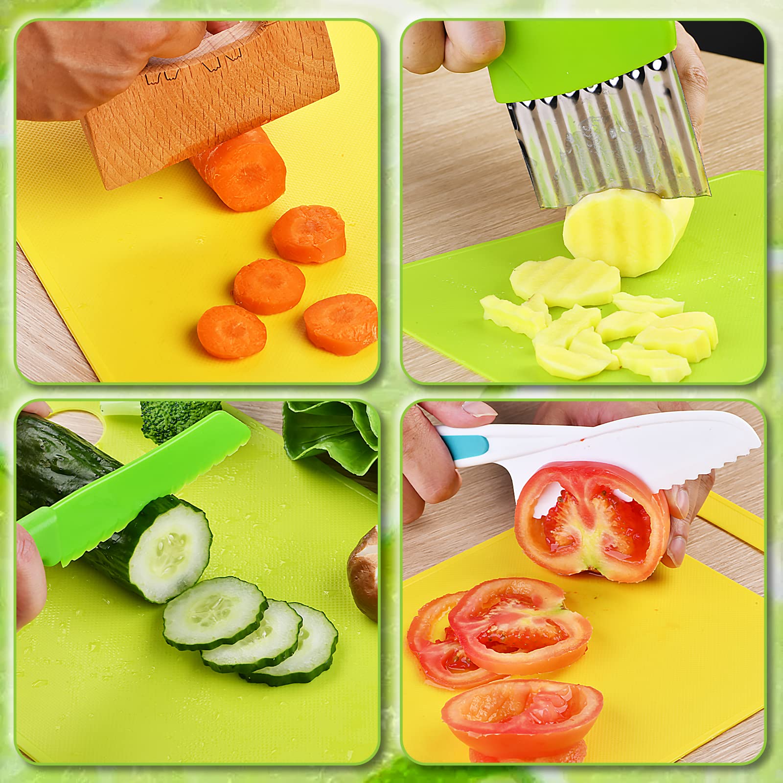 Hilsoeet Montessori Kids Knives crinkle cutter in action for soft items.