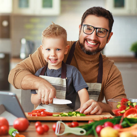 Hilsoeet Montessori Kids Knives Y-peeler for easy prep with kids.