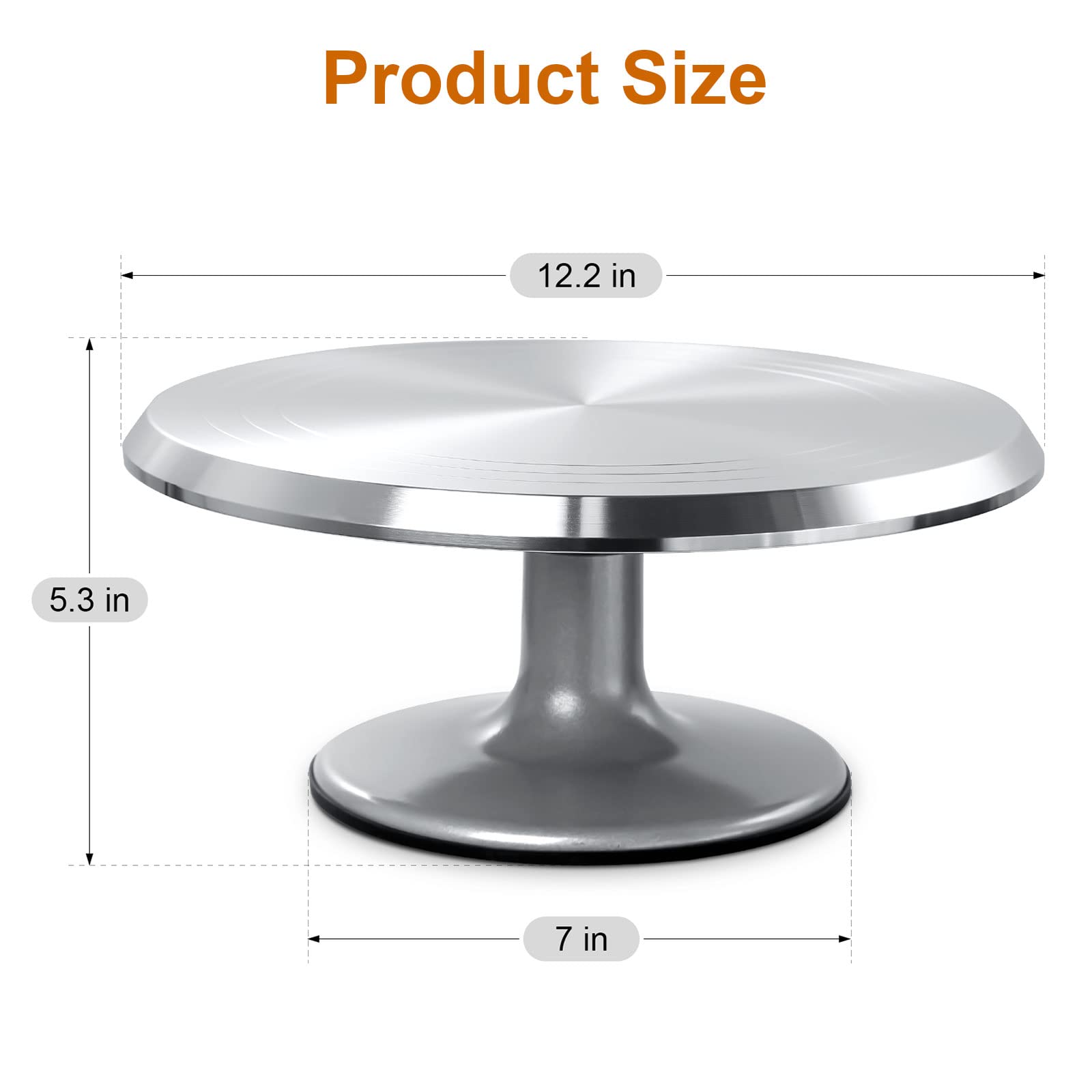 Himaly heavy aluminum cake stand provides sturdy support during decorating.