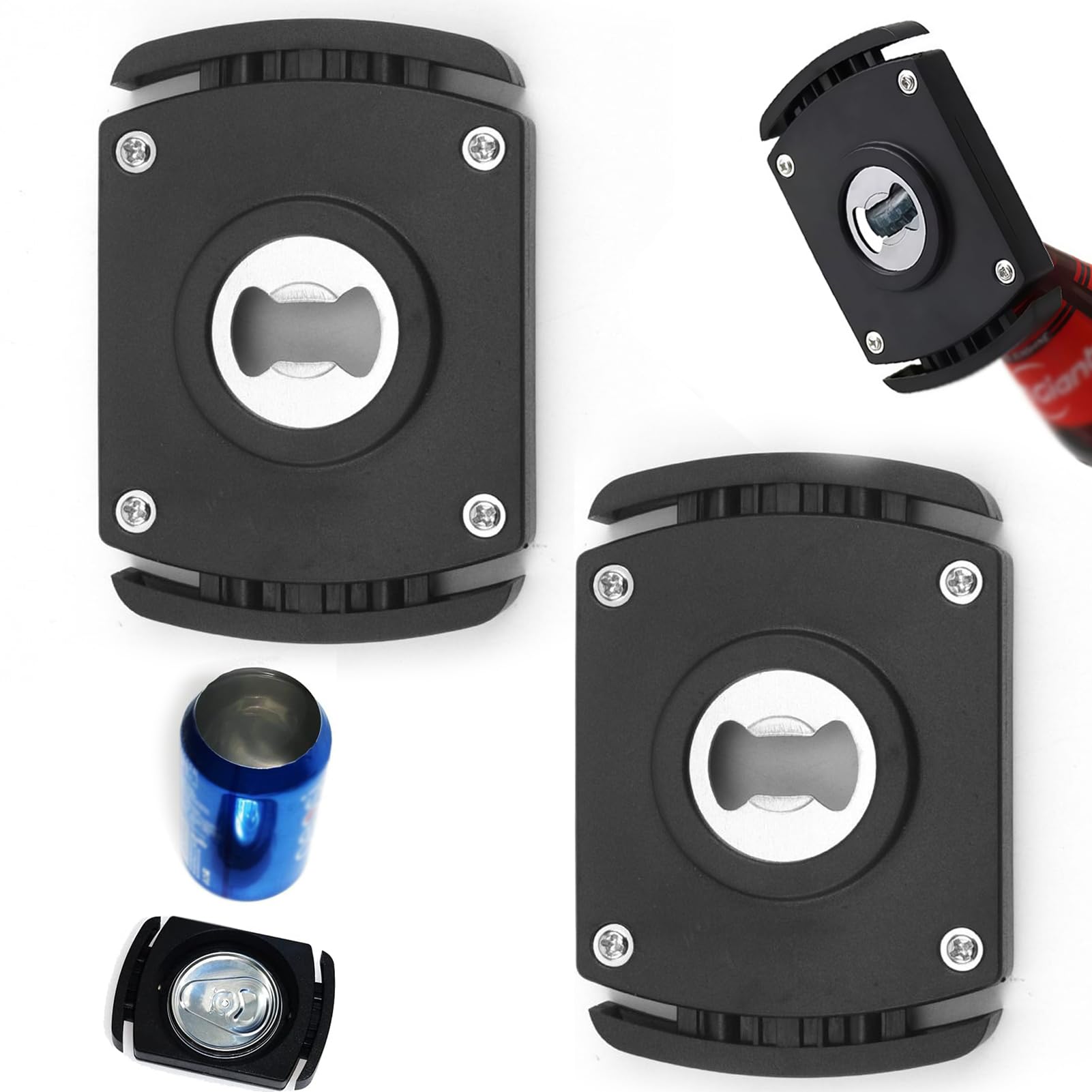 Hinbkenla two-piece beer can opener front view with smooth-edge design for safe opening.