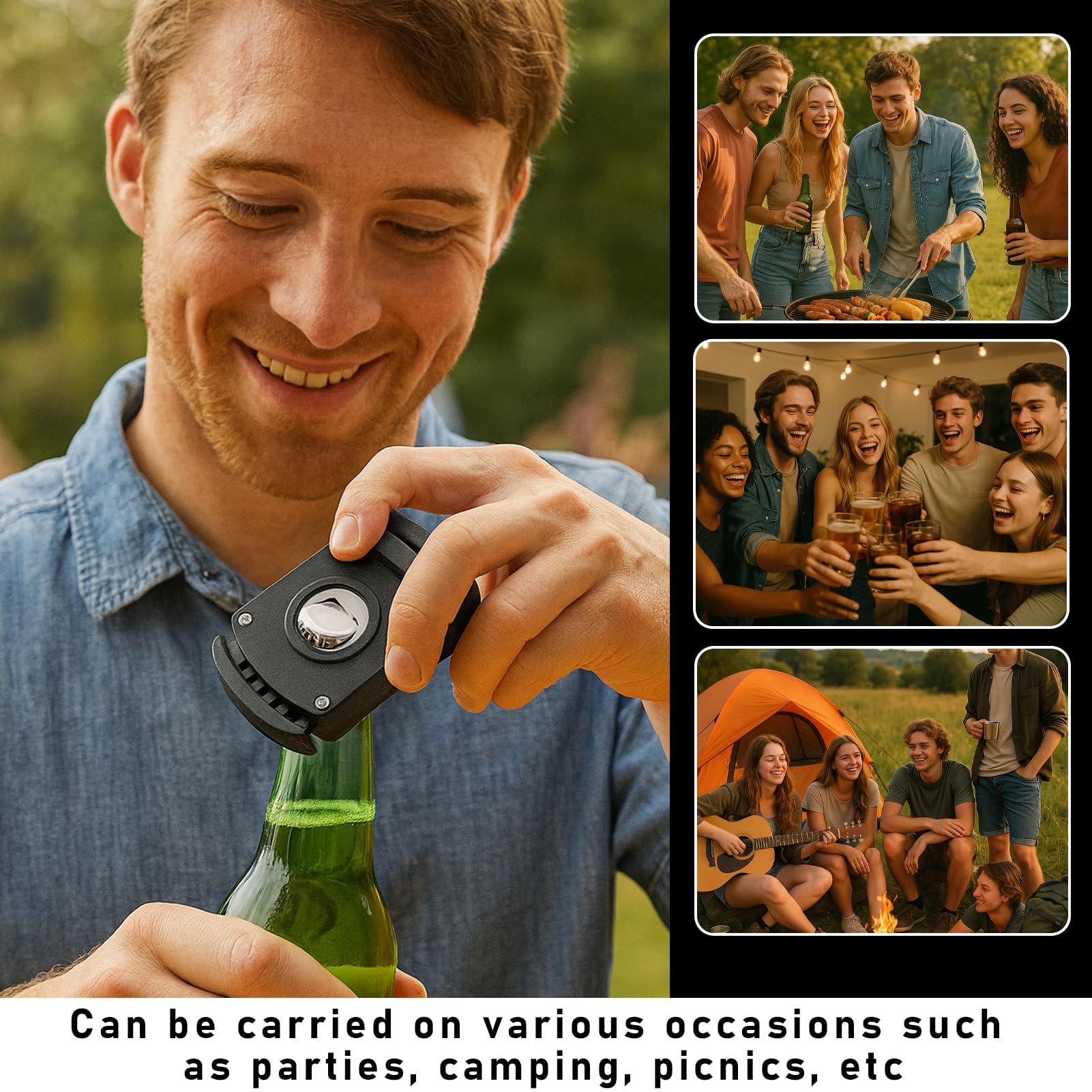 Hinbkenla center bottle opener for glass bottles and lid removal.