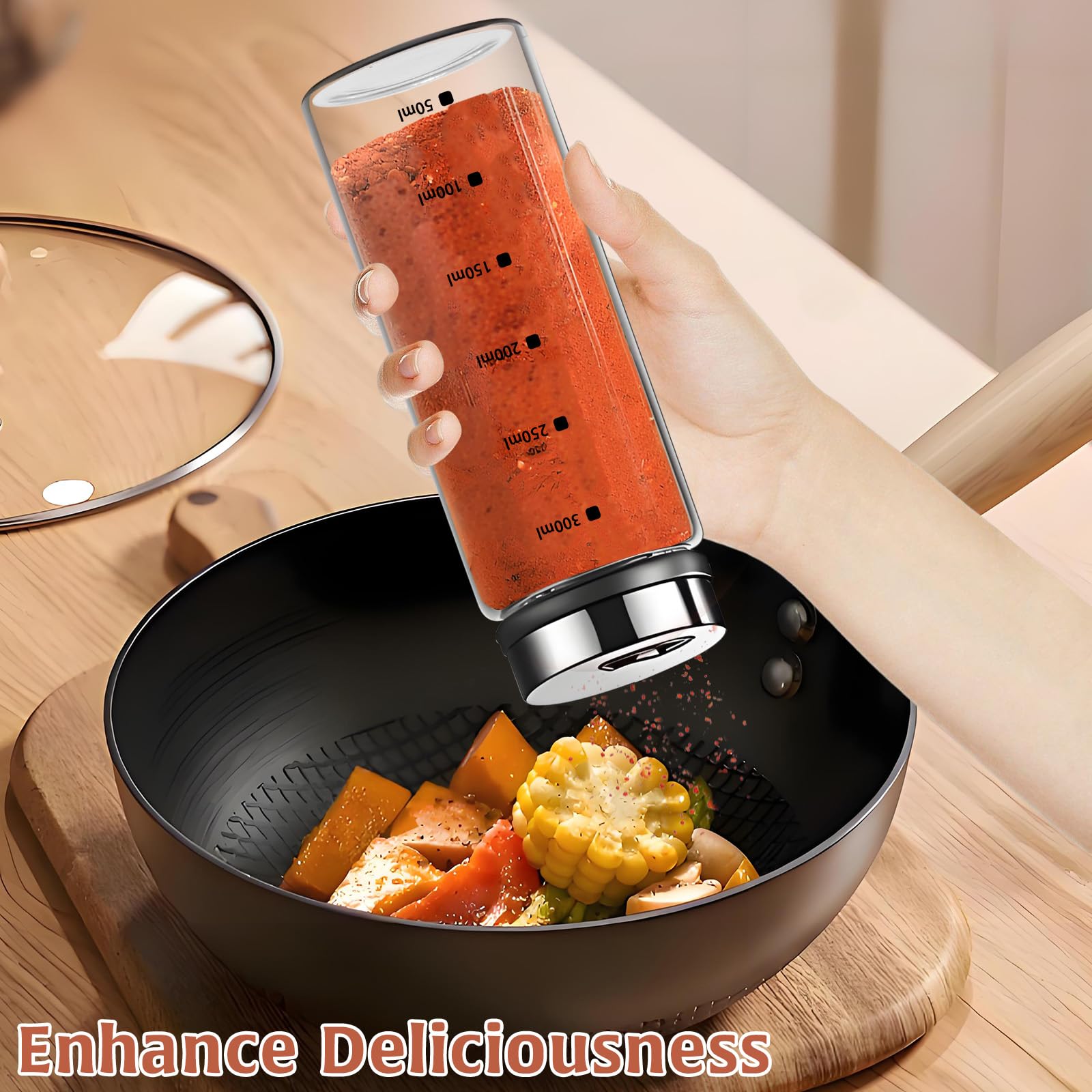 HINGTAI four-hole lid system for precise dispensing of different seasonings.